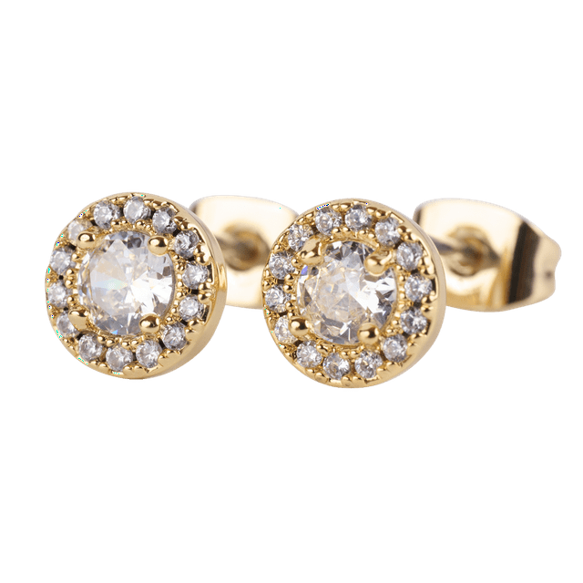 Aretes Mujer Oro 14k LuckyLy Zirconias Modelo Judy Blanco UNITALLA