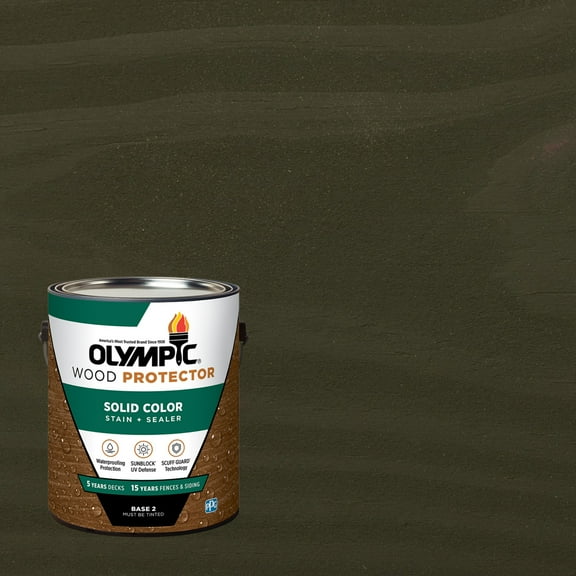 Olympic 1 Gallon SC-1042 Licorice Exterior Solid Wood Protector Stain Plus Sealer in One