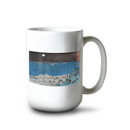 

15 fl oz Ceramic Mug Moon Scene at Takanawa Japanese Wood-Cut Dishwasher & Microwave Safe