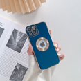 thumbnail image 1 of Lightweight Slim Case for iPhone XR, CD Pattern Electroplated Metal Frame Exposed Label Shockproof Drop Resistant Phone Cover, Stylish Lens Film Protective Case for iPhone XR (6.1 Inch),Darkblue, 1 of 6