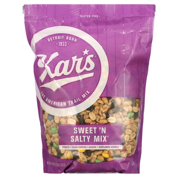 Kar's Sweet 'n Salty Mix, 44 oz - Peanuts, Raisins, Cocoa Candies & Sunflower Kernels, Gluten-Free, Contains Milk, Peanuts and Soy. May Contain Tree Nuts.