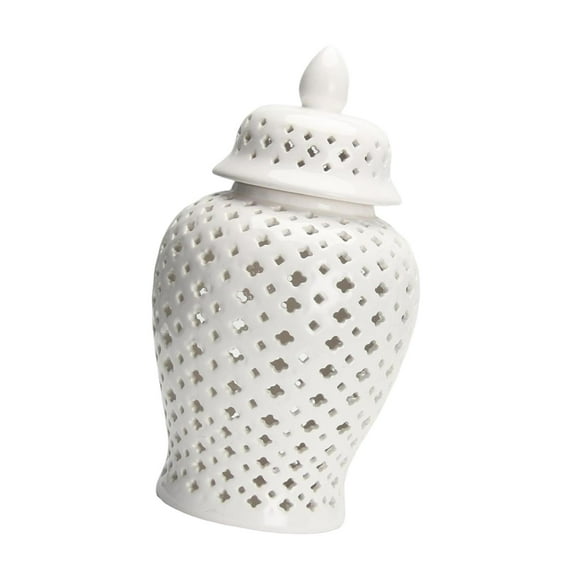 YWMJZEU Ginger Jar Pierced Lattice Modern Handicraft Light Luxury White for Gift Display
