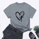 thumbnail image 5 of Camisetas de Manga Corta para las Mujeres Casual Día de Pascua Impresión Cuello de Tripulación Suelta Camiseta, Poliéster Spandex, 5 of 7