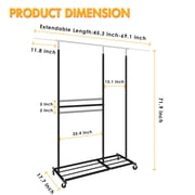 Also Go Heavy Duty Clothes Rack, 410 LBS Clothing Rack with Wheels Rolling, Clothes Racks for Hanging Clothes Adjustable, Portable Garment Rack Heavy Duty, Black