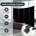 thumbnail image 2 of Room Divider and Folding Privacy Screens W/Wheels, 6FT Rolling Partition Room Divider 88'' Wide Room Separation, Self-lockable 4 Panel Wall Divider Fabric Panel Screens for Office Bedroom Dorm Studio, 2 of 7