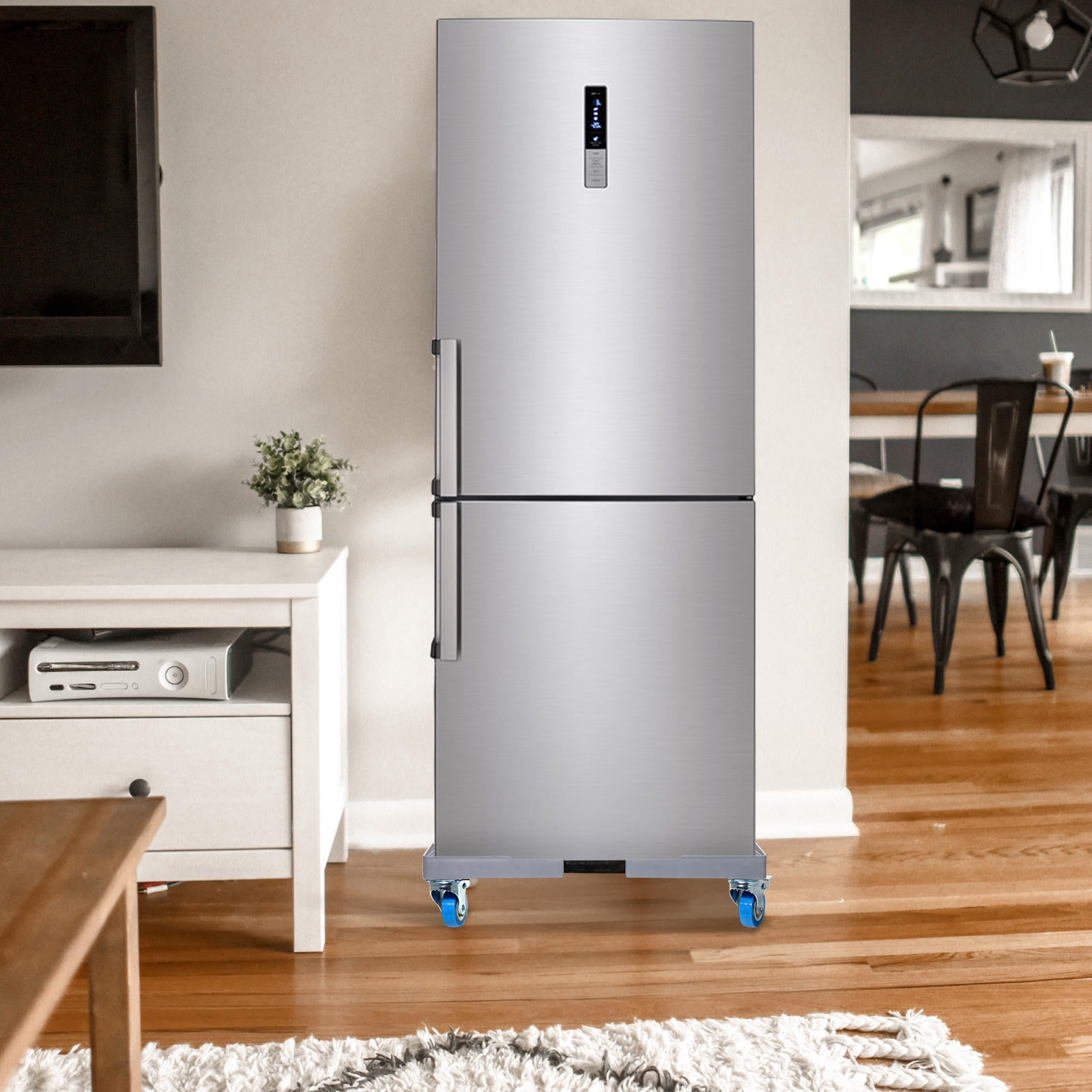 CRILSTYLEO Adjustable Grey Appliance Base Stand for Washing Machines and Refrigerators, Plastic Support with High Weight Capacity