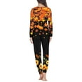 thumbnail image 3 of Suhoaziia Pajama Sets for Women Soft Pants Skin Friendly Tracksuit Joggers Fall Clothing Pumpkins Leaves Elastic Breathable Sweatpants with Pocket Indoor 2pcs Warmth Sleepwear S, 3 of 5