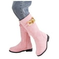 thumbnail image 5 of Povozer Girls Boots Mid Calf Round Toe Toddler Western Cowboy Boot Riding Shoes(Pink,6-7 Years), 5 of 6