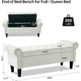 thumbnail image 2 of Storage Bench, 50" Queen End of Bed Bench, Velvet Tufted Button Upholstered Bedroom Bench, Storage Ottoman with Rolled Arms, Window Bench with Storage, for Living Room, Entryway Beige, 2 of 12