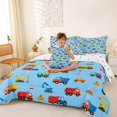 thumbnail image 4 of Manfei Kawaii Cars 7pcs Queen Bedding,Boys Friendly Print Bedding Comforter Set Queen,Blue,Polkadot Reversible, 4 of 7