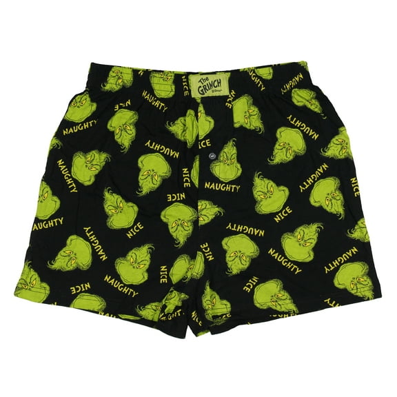 Dr. Seuss Grinch Boxers Slim Fit Sleep Shorts Naughty or Nice Black