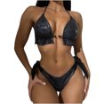 thumbnail image 1 of Bikini para mujer Traje de baño dividido con cordones Patrón de piel de serpiente Traje de baño Estilo de tres puntos OAVQHLG3B Store lin121212, 1 of 4