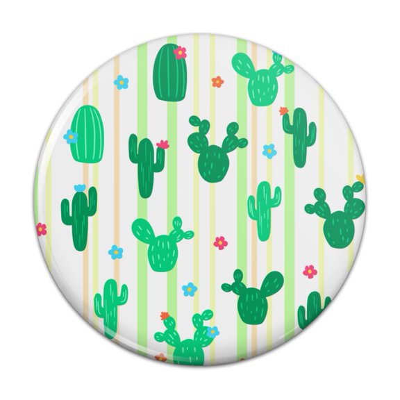 Cute Cactus with Flowers Pattern Pinback Button Pin