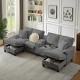 thumbnail image 4 of Eyisean 120" Modular Sectional Sofa with Storage & USB Ports, Modern U Shaped Cloud Sectional Couch With Cup Holders & Large Capacity Storage, 4-Seater Oversized Corduroy Sofa Couches for Living Room, 4 of 10