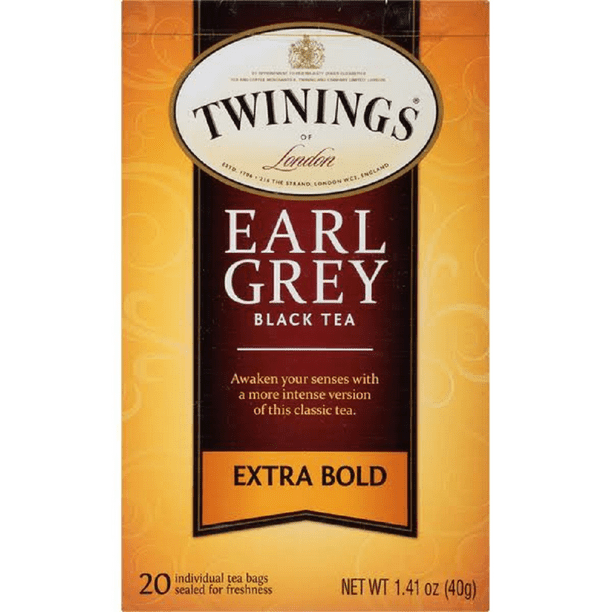 Twinings of London Earl Grey Black Tea Extra Bold 1.41oz (Pack of 6