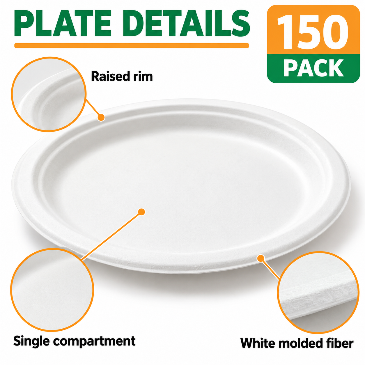 OasisSN 10-Inch Paper Plates, 150-Pack photo 3