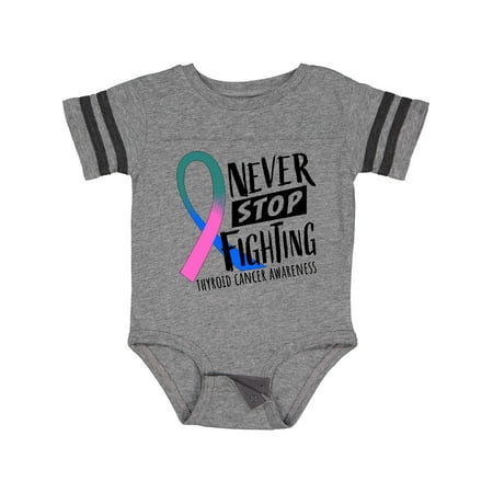 

Inktastic Never Stop Fighting Thyroid Cancer Awareness Ribbon Gift Baby Boy or Baby Girl Bodysuit