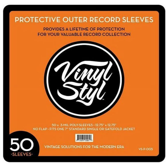 Vinyl Styl® 12 Inch Vinyl Record Outer Sleeve Polyethylene - 50 Count (Clear)