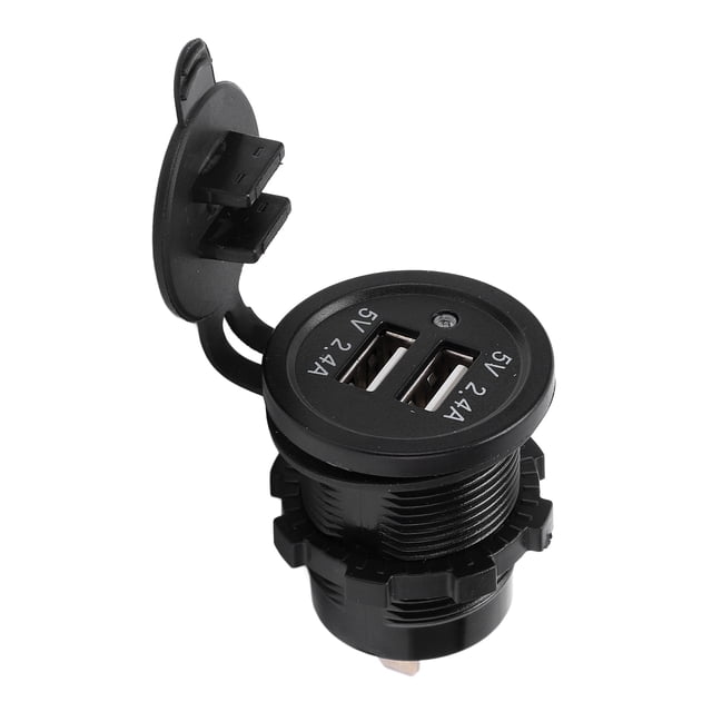 Modified Car , Smart Control Chip High Temp Auto USB Power Adapter Fire Prevention Matte Black for Boat for Motorcycle