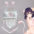 thumbnail image 3 of Conjunto de lencería para mujer Gatito Ojo de cerradura Lindo traje sexy Oreja de gato Aro para el pelo Cola de gato - Blanco, 3 of 5