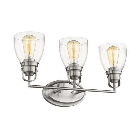 Lily Contemporary 3 Light Brushed Nickel Bath Vanity Light Clear Glass - 23 in.