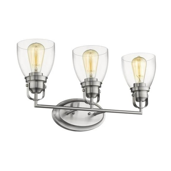 Lily Contemporary 3 Light Brushed Nickel Bath Vanity Light Clear Glass - 23 in.