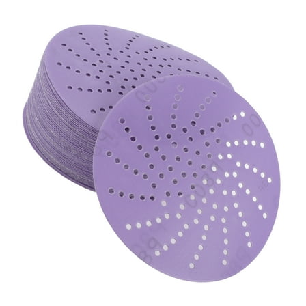 Unique Bargains 50 Pcs 5" 800 Grit Universal Sanding Discs - Round Hook and Loop Sandpaper - Polyester Film Purple
