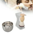 thumbnail image 1 of Ensemble de 3 Brosses à Raser pour Hommes, Support de Brosse en Acrylique, Bol à Bulles, Kit de Brosses à Poils en Nylon, 1 of 7
