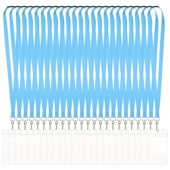 Uxcell 24Pack Colored Lanyards for ID Badges, Breakaway Lanyards for Keys, Sky Blue