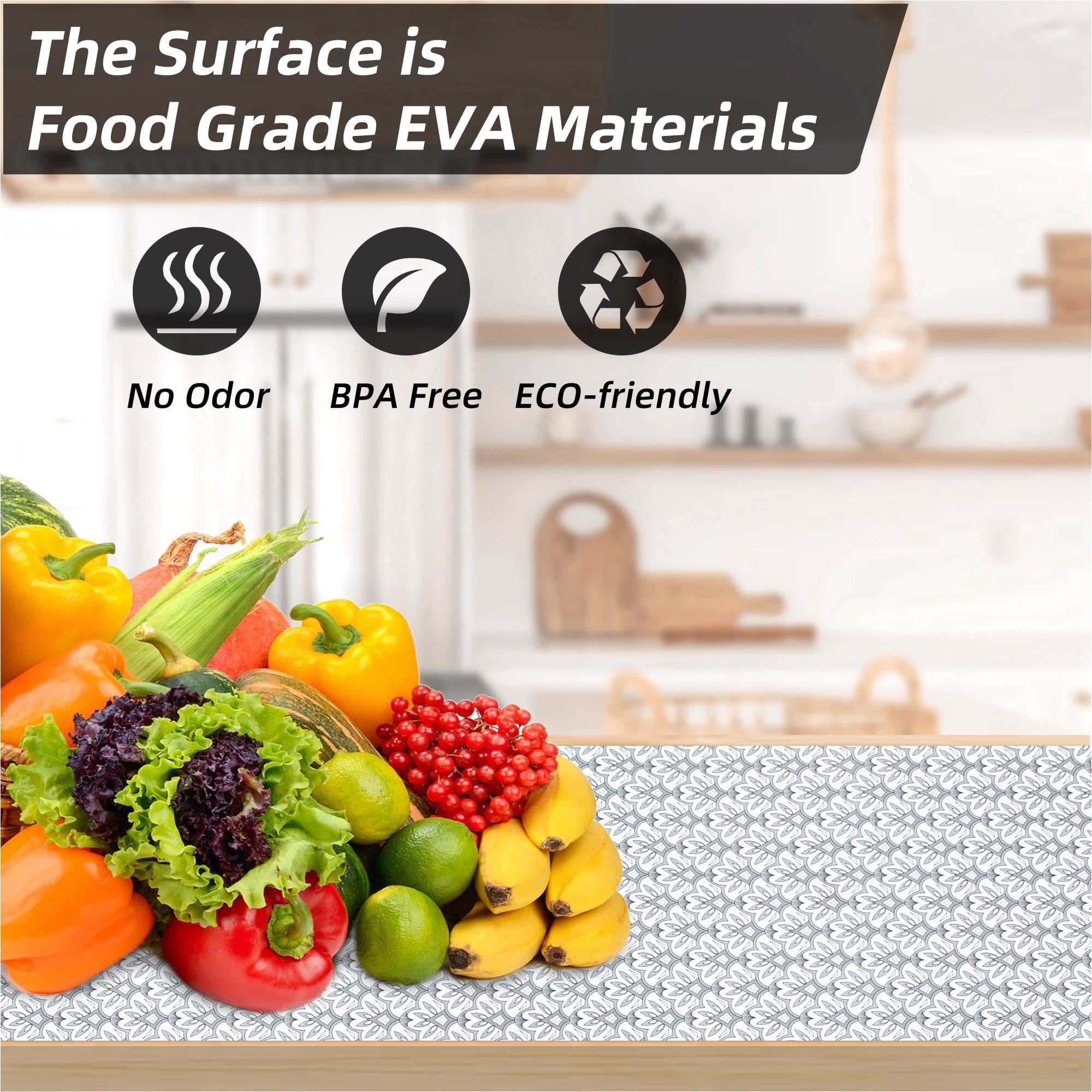 RAY STAR Shelf Liner Non Slip 18x96 Inch, Non Adhesive Drawer Liner, Waterproof Shelf Liners for Kitchen Cabinets