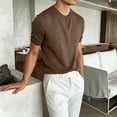 thumbnail image 4 of hotojiny Mens Casual T-Shirts Classic Short Sleeve Knit Tees Crewneck Ribbed Solid Shirts Comfort Business Work Tops, 4 of 5