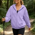 thumbnail image 5 of Stamzod Fall Fashion Clothing Zip Up Hoodie Women Drop Shoulder Long Sleeve Hooded Sweatshirt Casual Loose Hoodies Jackets Purple-4 M, 5 of 9