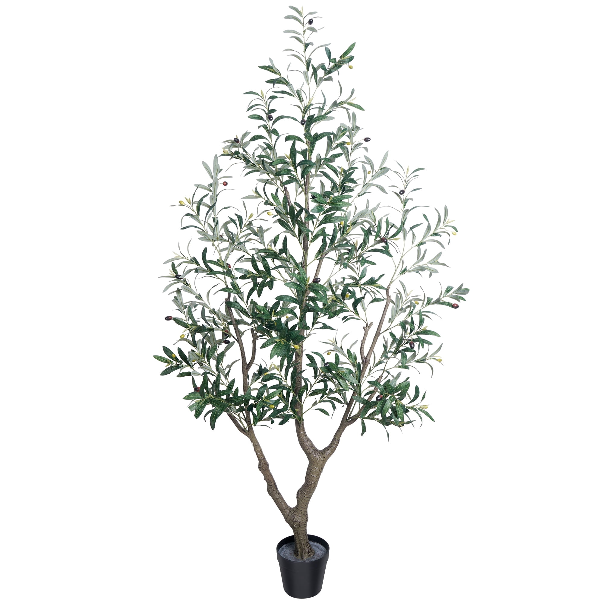 OLIVIVI Artificial Olive Tree 6FT Tall Faux Silk Plant for Home Office Decor Indoor Outdoor Fake Lifelike Potted Plant with Wood Branches 1 pack