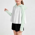 thumbnail image 5 of Kids Sun Hoodie UPF 50+ for Girls - Lightweight Nylon Spandex Zip Up Cropped Hoodie with Breathable Mesh Hood & Thumbholes, Mint Green for Outdoor Beach Sports,Size 9-10 T, 5 of 9