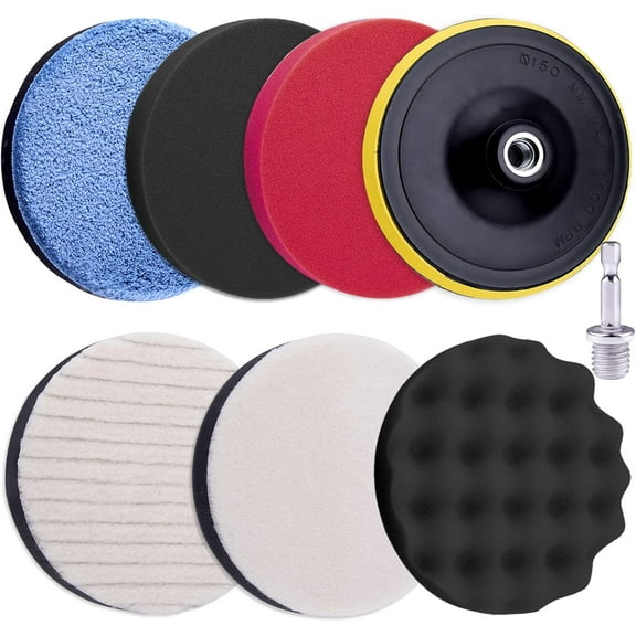 8 Pieces Polishing Pad 125Mm Polishing Sponge With M14 Drill Adapter For Drill