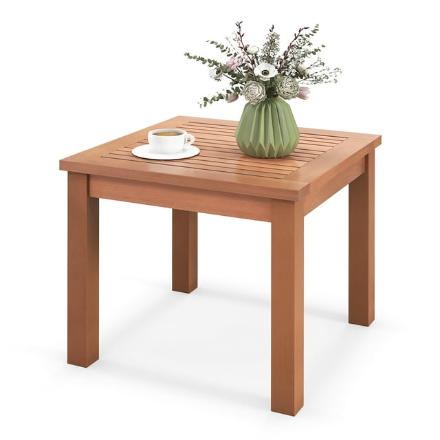 Gymax Table d'Appoint Adirondack d'Extérieur 18 Pieds' Table d'Extrémité Carrée avec Plateau à Lattes