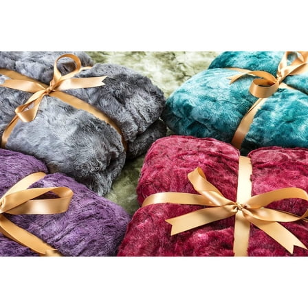 Omsix Premium Faux Fur Throw Blanket - Soft, Fuzzy & Minky Throw Blanket - for Bed or Couch - 60" x 70” - Gray