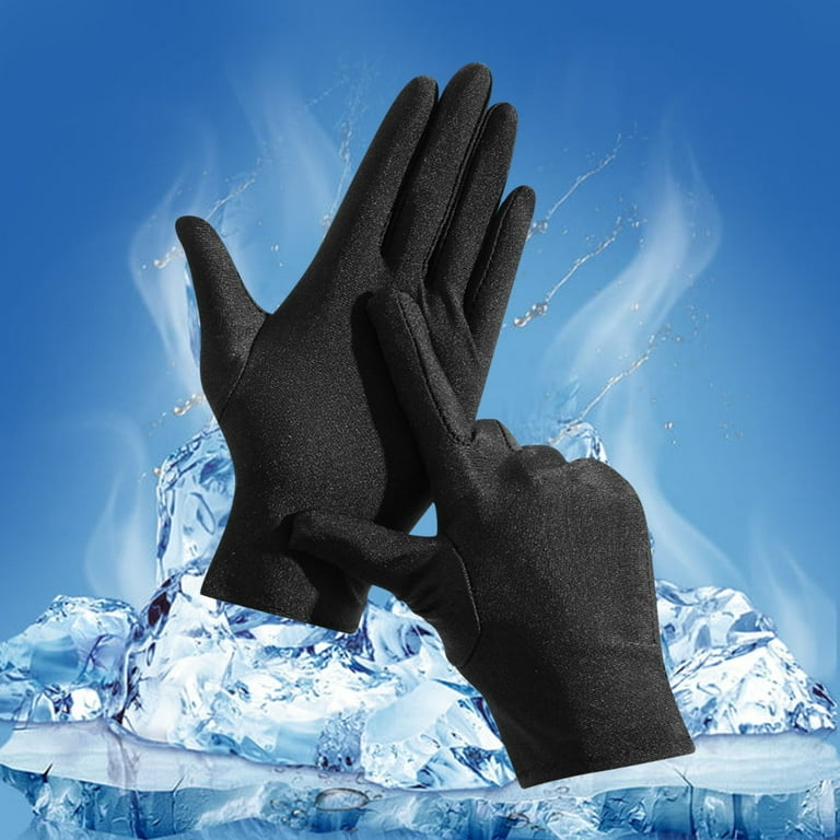 Yubnlvae unisex Ice Sensation Sunscreen Gloves Ice Silk Outdoor Fishing Riding Gloves Black