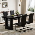 thumbnail image 4 of ExtraLco Dining Table Set for 4, Black Wood Grain Table with 4 PU Chairs for Kitchen Dining Room, 4 of 10
