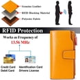 thumbnail image 7 of Leather Women's Wallets,Multi-Function Slim Bifold Zipper Clutch Purse,Large Capacity Card Holder with RFID/Yellow, 7 of 7
