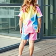 thumbnail image 4 of Cethrio Girls' Summer Short Sets, Cotton Casual 2 Piece Tie Dye Outfit Sets Pink Size 6 T, 4 of 6