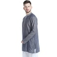 thumbnail image 2 of Shatranj Men's Mandarin Collar Classic Mid-Length Kurta Tunic with Space Dye; Denim Blue, 2 of 5