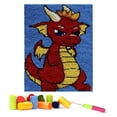 thumbnail image 2 of Latch Hook Kits for Kids and Adults, DIY Latch Hook Rug Kit, Cross Stitch Rug Making Kit, Carpet Making Crochet Kits Embroidery Kits Needlework Crafts for Home Decor, 50X38CM, Fire-Breathing Dragon, 2 of 6