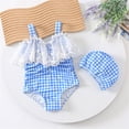 thumbnail image 5 of HAYIMI Child Summer Toddler Kids Baby Girls Swimsuit Plaid Pattern With Embroidery And Lace Trim Swimwear Bathing Suit Breathable Beach Swim Wear, 5 of 8