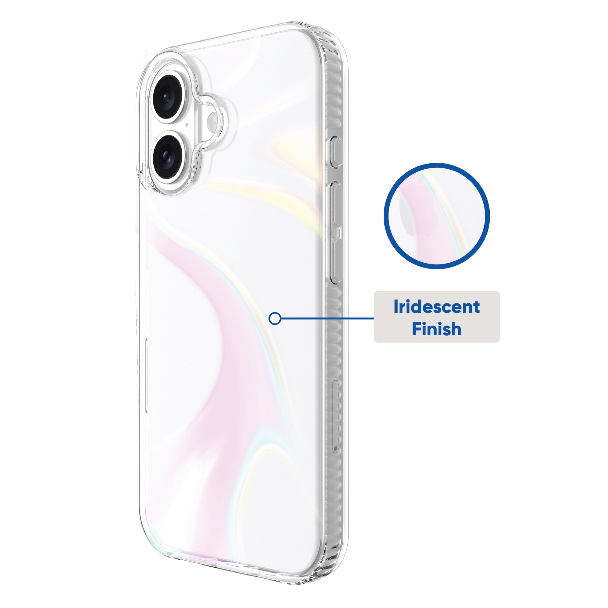 onn. Phone Case for iPhone 16 - Clear Iridescent