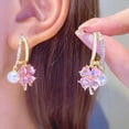 thumbnail image 2 of Lymphatic Earrings for Women Dainty Flower Pearl Hoop Fashion Jewelry Silver Gift 3 Pairs, 2 of 4