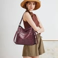 thumbnail image 5 of HONGLONG Women Handbag, Fashion PU Leather Tote Shoulder Bag Handbag,Set Zipper Work Tote,Coffee, 5 of 8