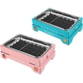thumbnail image 3 of Portable and Compact Disposable Charcoal Grill - Detachable Stainless Steel BBQ Smoker Grill for Outdoor Camping(Pink)$$Garden &, 3 of 8