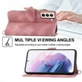 thumbnail image 3 of Allytech Wallet Case for Samsung Galaxy S21 FE 5G, PU Leater Flower Embossed Shoulder Strap Hand Wrist Stand Shockproof Flip Cover for Samsung Galaxy S21 FE 5G 2022 - Pink, 3 of 15