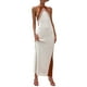thumbnail image 4 of VISgogo Vestido de punto para mujer, tirantes finos, color de contraste, vestido largo de cóctel para fiesta de verano VISgogo  moda, 4 of 9